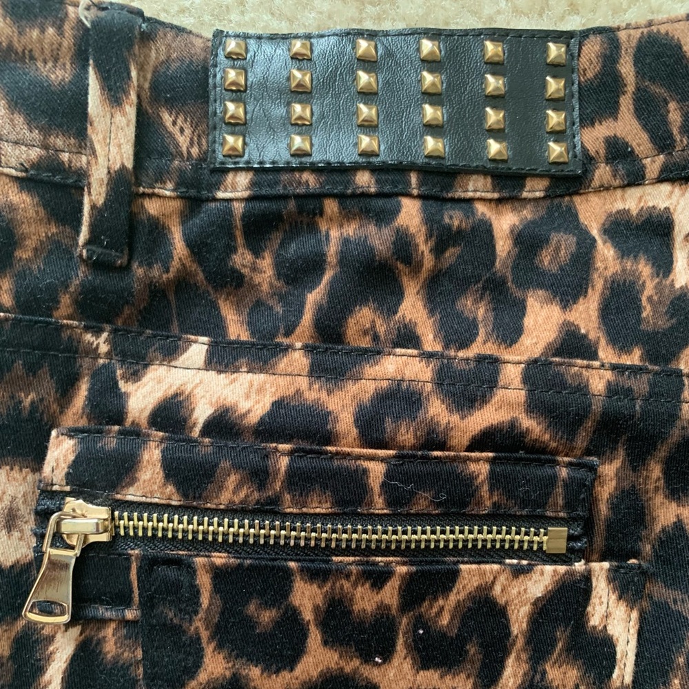 Leopard Print Straight Leg Stretch Jeans With Tuxedo Stripes Size 36 Euro (6-8) - Picture 12 of 16